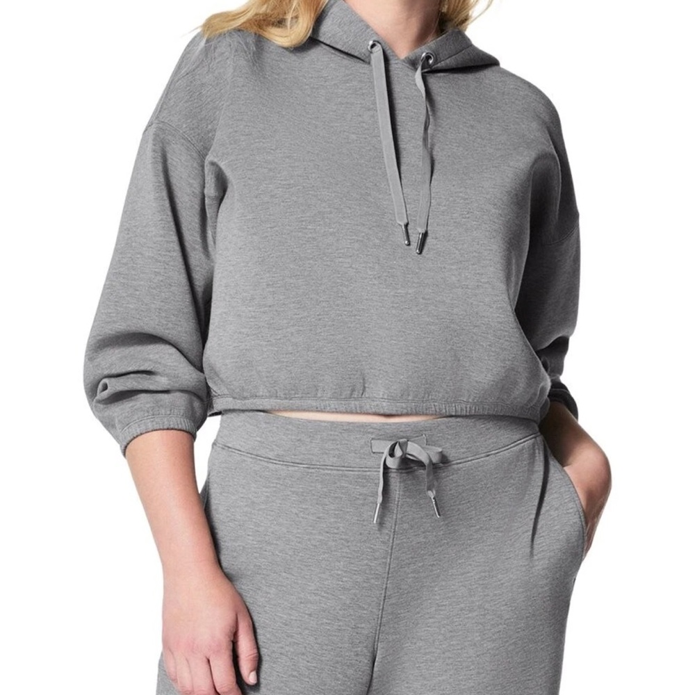NWT Spanx Air Essentials Cropped Hoodie Grey Heather XS